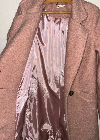 Düğmeli Pembe Midi Kadın Kaban - Görsel 2