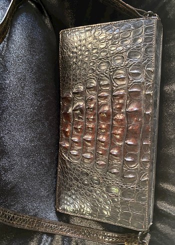 Kahverengi Yılan Derisi Desenli Deri Kadın Portföy Çanta - Görsel 2