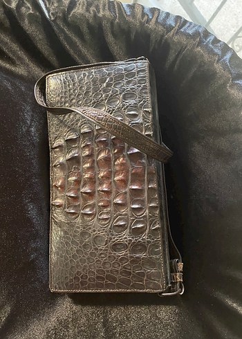 Kahverengi Yılan Derisi Desenli Deri Kadın Portföy Çanta - Görsel 4