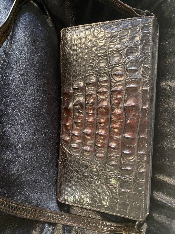 Kahverengi Yılan Derisi Desenli Deri Kadın Portföy Çanta - Görsel 2