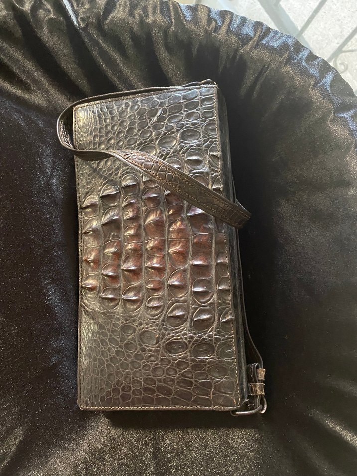 Kahverengi Yılan Derisi Desenli Deri Kadın Portföy Çanta - Görsel 4