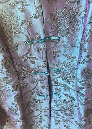 Kadın Mavi Yeşil İpek Uzun Kol Ceket - Görsel 9