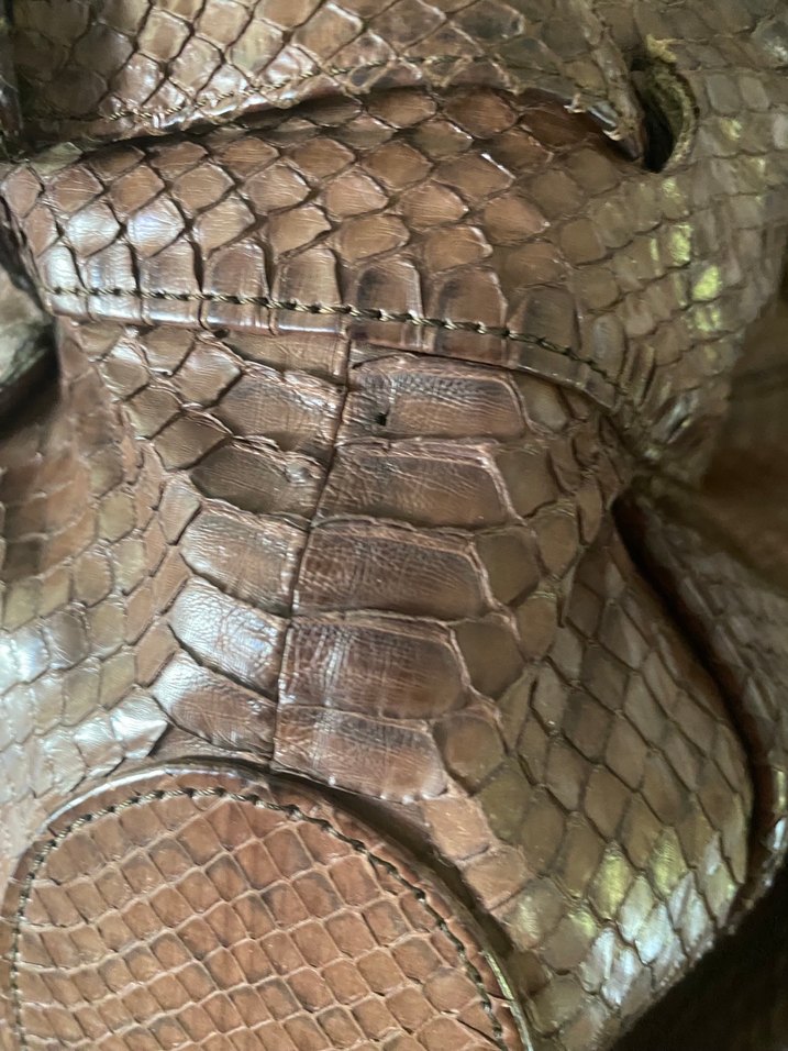 Kahverengi Yılan Derisi Deri Kadın Çanta - Görsel 4