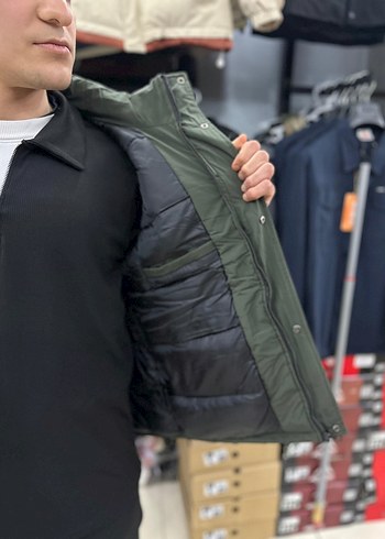 Erkek Kapüşonlu Kısa Mont - Gri Kamuflaj - Görsel 3