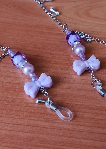 Mor Pastel Gözlük Zinciri el yapımı - Görsel 3