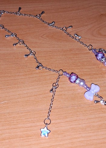 Mor Pastel Gözlük Zinciri el yapımı - Görsel 4