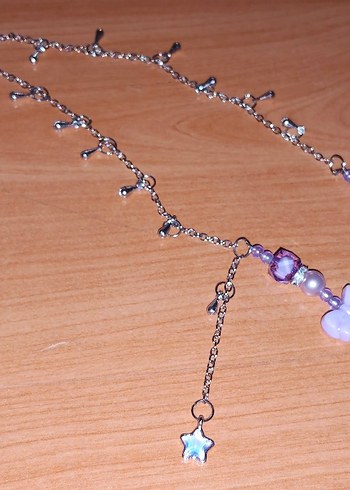 Mor Pastel Gözlük Zinciri el yapımı - Görsel 2