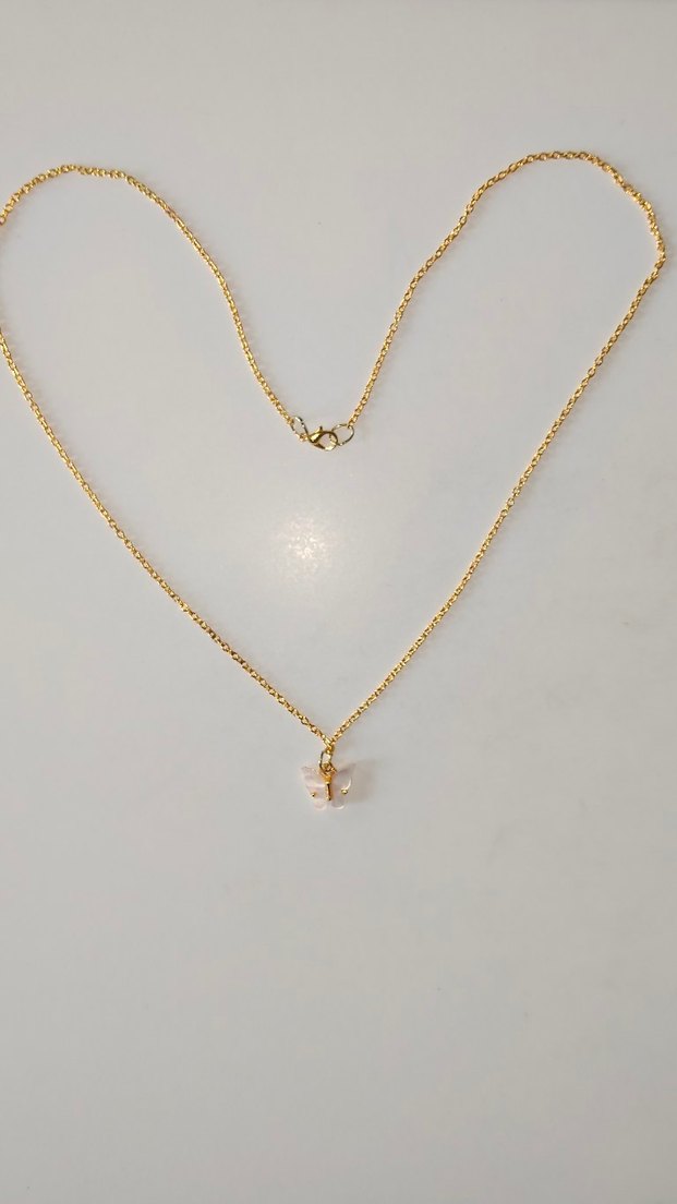Altın Renk Zincirli Kelebek Kolye - Görsel 2