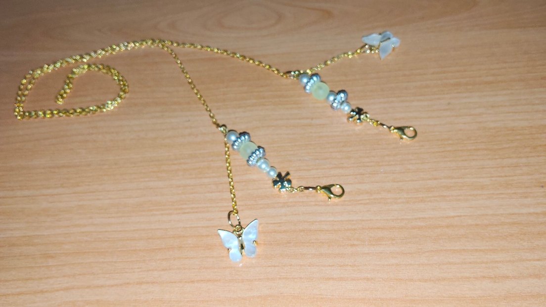 Uzun Altın Kelebek gözlük zinciri - Görsel 2