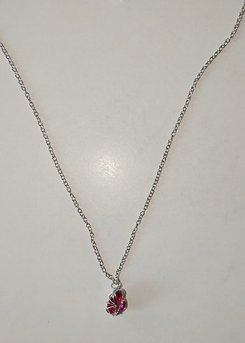 Bohem Zincir Detaylı Koyu pembe Kolye - Görsel 2