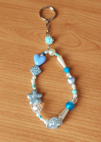 Boncuklu mavi Bohem Anahtarlık - Görsel 2
