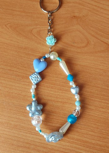 Boncuklu mavi Bohem Anahtarlık - Görsel 3