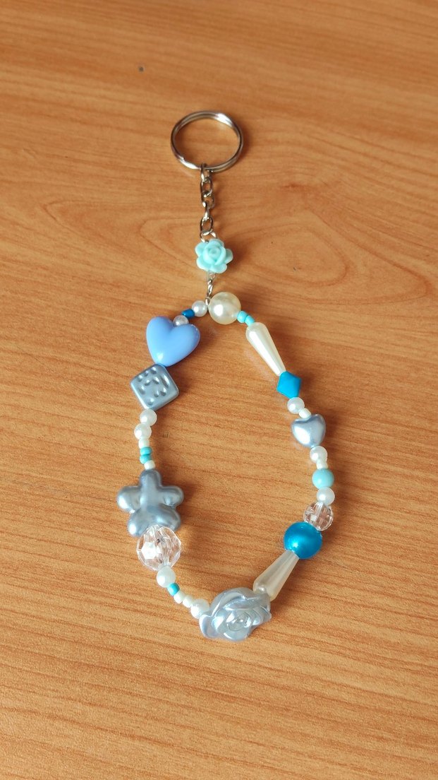 Boncuklu mavi Bohem Anahtarlık - Görsel 2