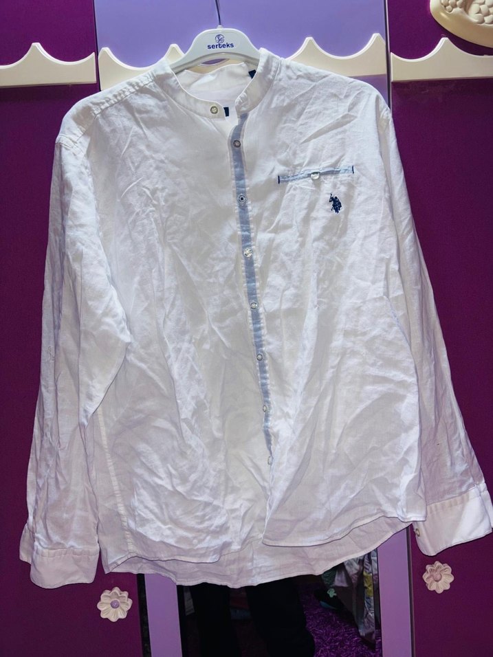 Erkek Beyaz Keten Uzun Kollu Gömlek - Görsel 2