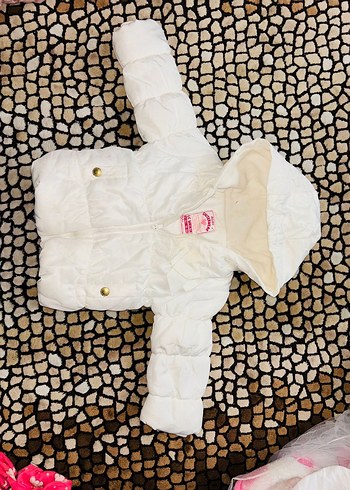 Kız Çocuk Beyaz Kapüşonlu Mont - Görsel 2