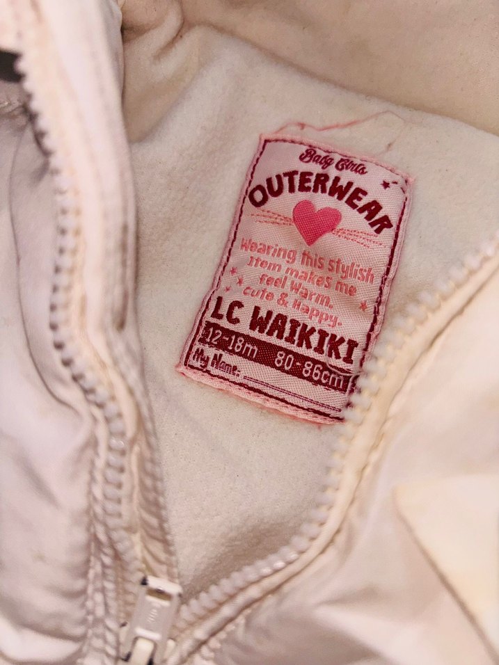 Kız Çocuk Beyaz Kapüşonlu Mont - Görsel 4