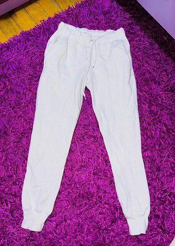 Beyaz Kadın Rahat Kesim Eşofman Altı - Görsel 2