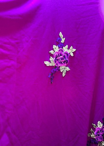 Mor Nakışlı Bohem Kadın Uzun Elbise - Görsel 6