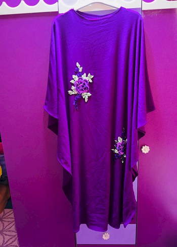Mor Nakışlı Bohem Kadın Uzun Elbise - Görsel 5