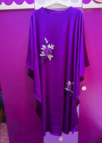 Mor Nakışlı Bohem Kadın Uzun Elbise - Görsel 3