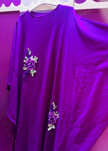 Mor Nakışlı Bohem Kadın Uzun Elbise - Görsel 4