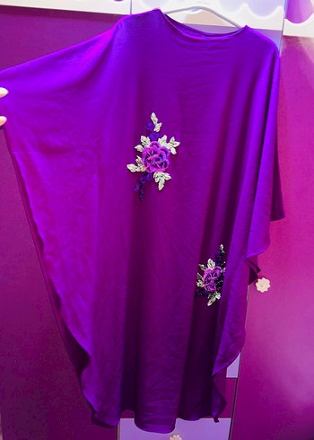 Mor Nakışlı Bohem Kadın Uzun Elbise - Görsel 2