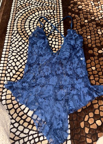 Mavi Dantel Detaylı Bohem gecelik - Görsel 2