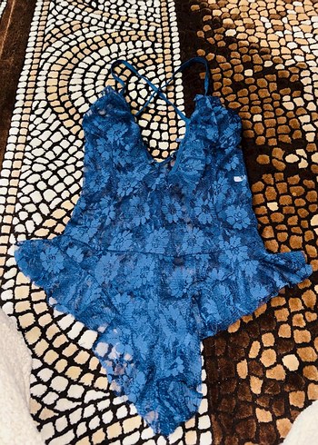 Mavi Dantel Detaylı Bohem gecelik - Görsel 5