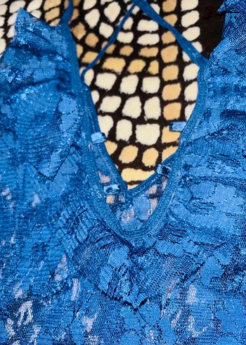 Mavi Dantel Detaylı Bohem gecelik - Görsel 3