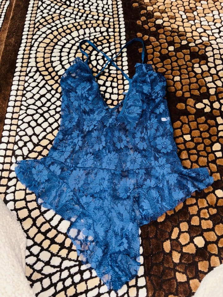 Mavi Dantel Detaylı Bohem gecelik - Görsel 5