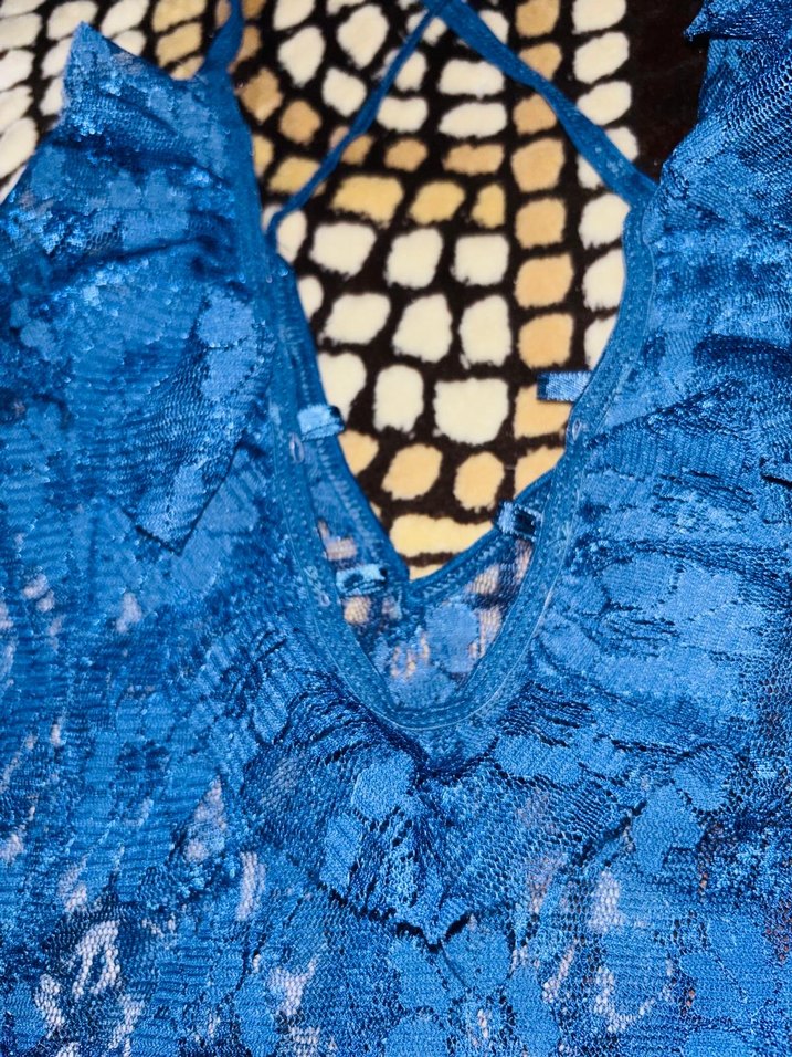 Mavi Dantel Detaylı Bohem gecelik - Görsel 3