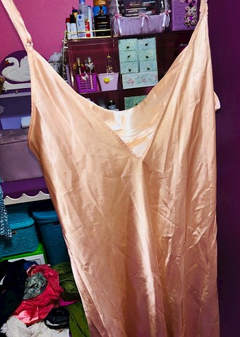 Vintage Pembe Uzun Askılı Bohem Kadın Gecelik - Görsel 4