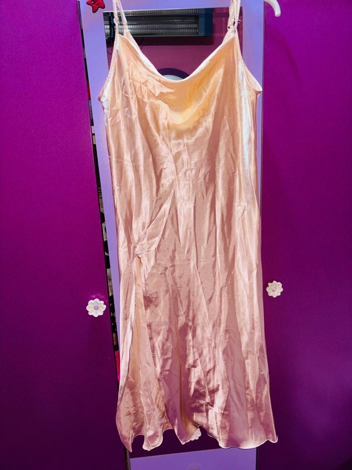 Vintage Pembe Uzun Askılı Bohem Kadın Gecelik - Görsel 3