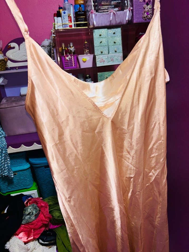 Vintage Pembe Uzun Askılı Bohem Kadın Gecelik - Görsel 4