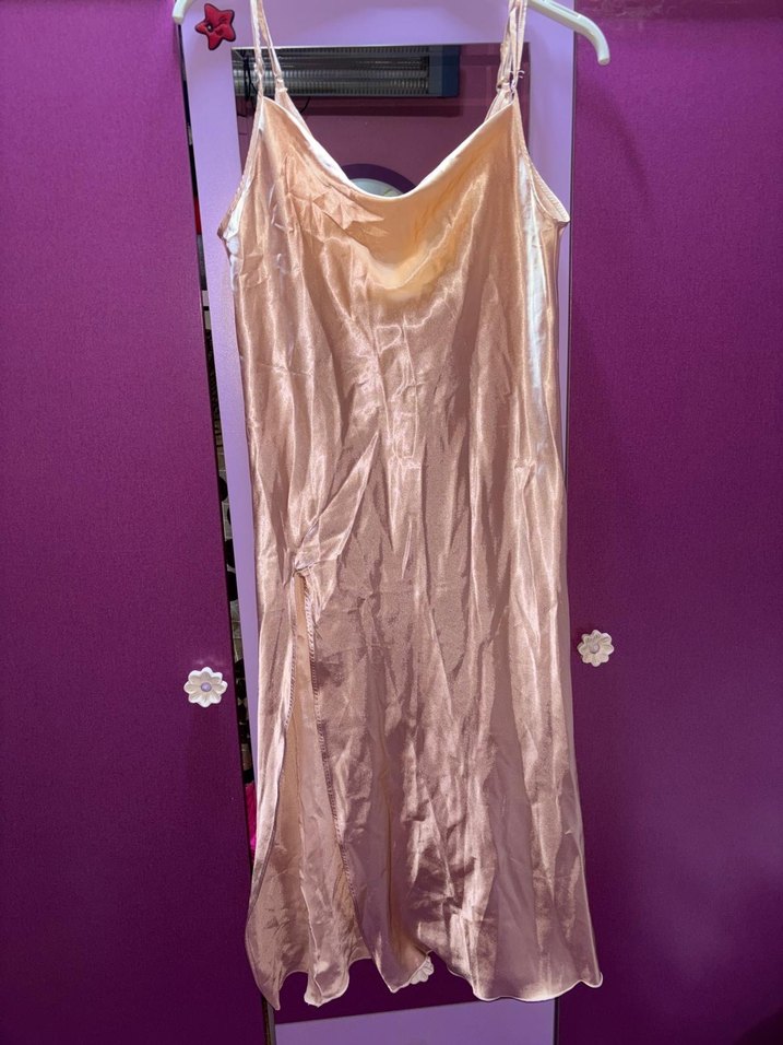 Vintage Pembe Uzun Askılı Bohem Kadın Gecelik - Görsel 2
