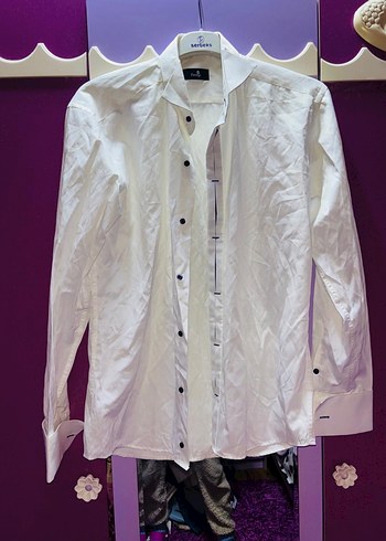 Düğmeli Beyaz Erkek Gömlek - Görsel 2