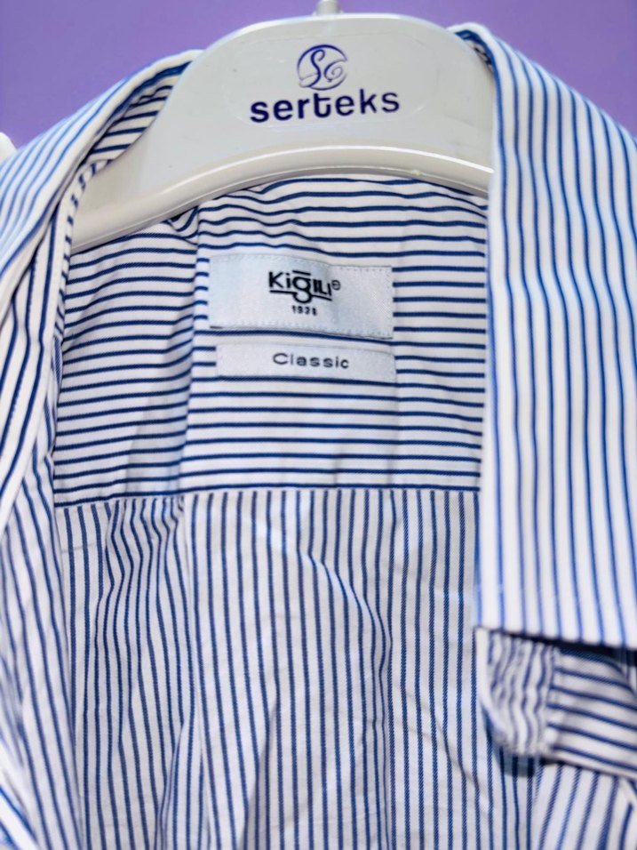 Gri Keten Düğmeli Kısa Kollu Erkek Gömlek - Görsel 3