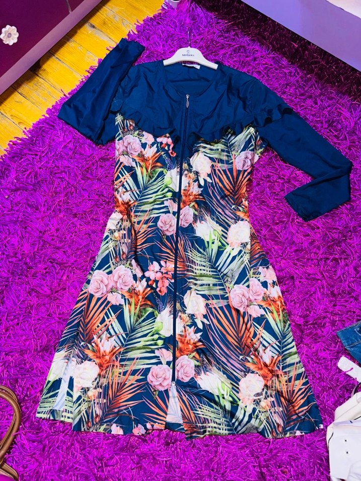 Haşema Çiçek Desenli Uzun Kadın Elbise - Görsel 2