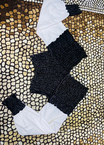 Kadın Siyah Mini Bohem Crop Top - Görsel 2