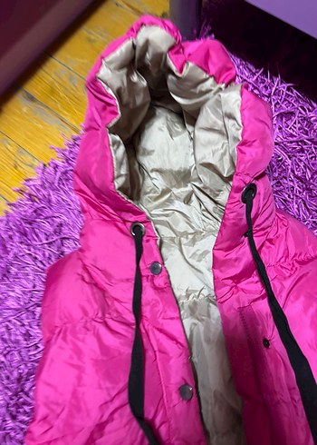 Kadın Uzun Pembe Sırtı Kürklü Şişme Yelek - Görsel 3