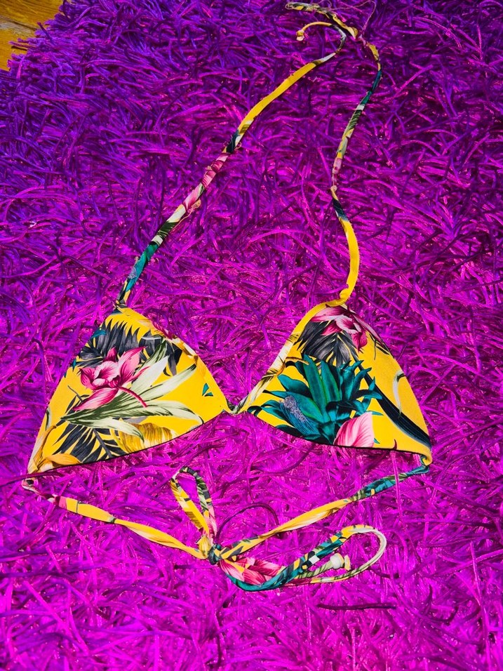 Çiçek Desenli Renkli Strappy Bikini Üstü - Görsel 2