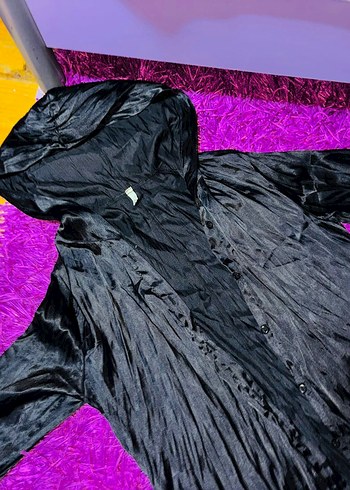 Uzun Siyah Gotik Kadın çeket - Görsel 3