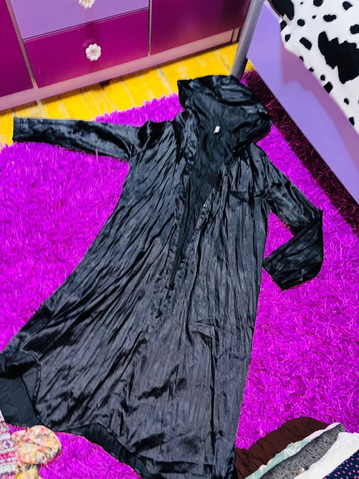 Uzun Siyah Gotik Kadın çeket - Görsel 2