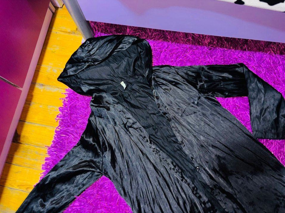 Uzun Siyah Gotik Kadın çeket - Görsel 3