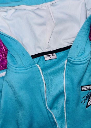 Kızlar için Mavi Fermuarlı Kapüşonlu Eşofman Takımı - Görsel 4