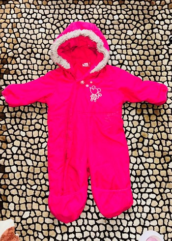 Pembe Kapüşonlu Kürklü Bebek Tulumu - Görsel 3