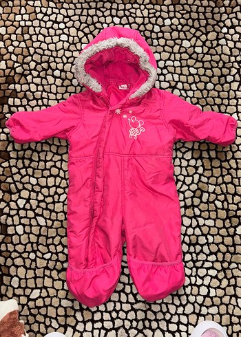 Pembe Kapüşonlu Kürklü Bebek Tulumu - Görsel 2