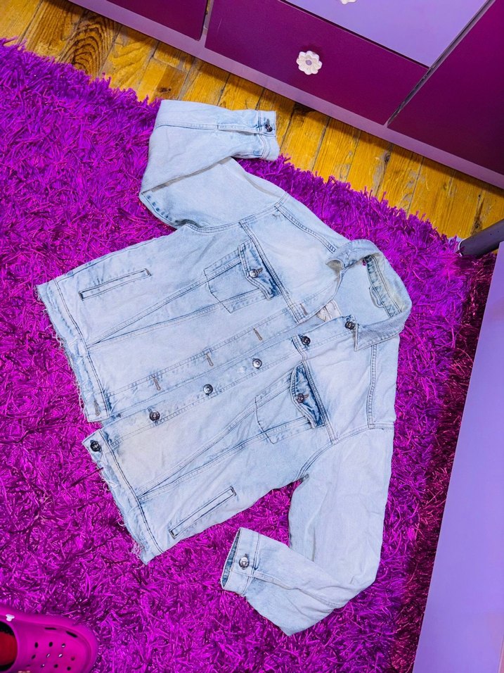 Kadın Mavi Düğmeli Denim Ceket - Görsel 2