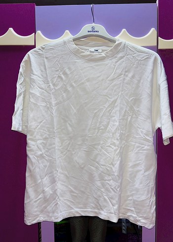 Beyaz Kısa Kollu Keten Tişört - Görsel 2