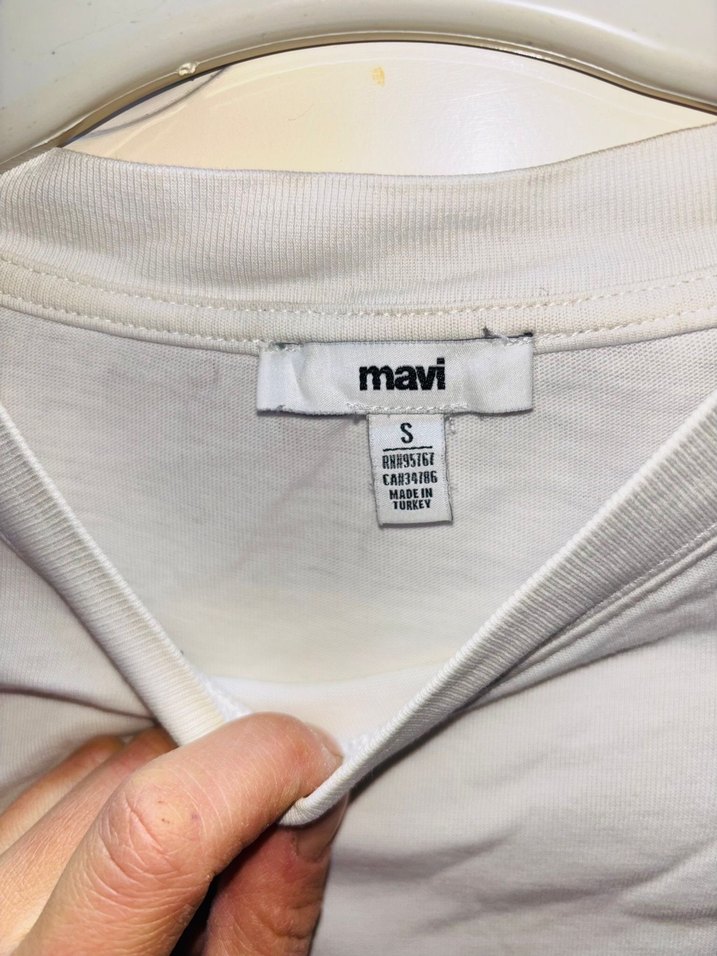 Beyaz Kısa Kollu Keten Tişört - Görsel 3